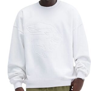683 NWT MR BEAST EMBOSSED PANTHER CREWNECK SWEATSHIRT - WHITE LARGE